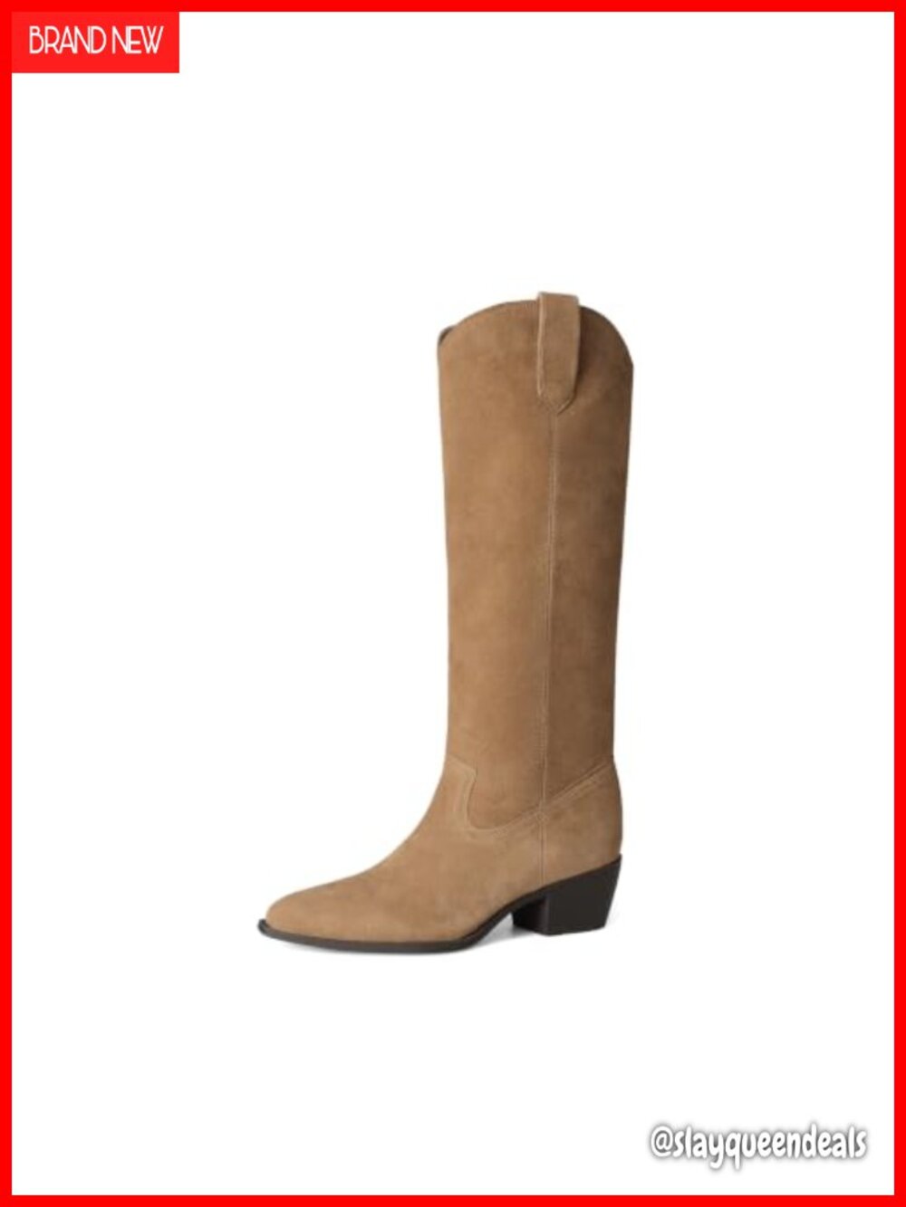 Suede Knee High Western Tall Boots Pointed Toe Pull On